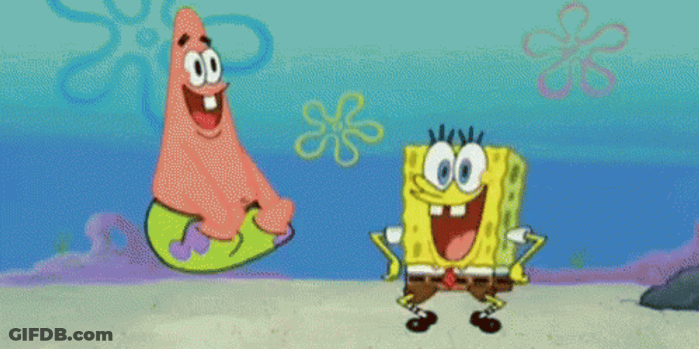 SpongeBob Patrick Happy Bounce GIF