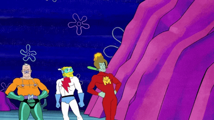 SpongeBob Patrick Squidward Mermaid Man Assemble GIF