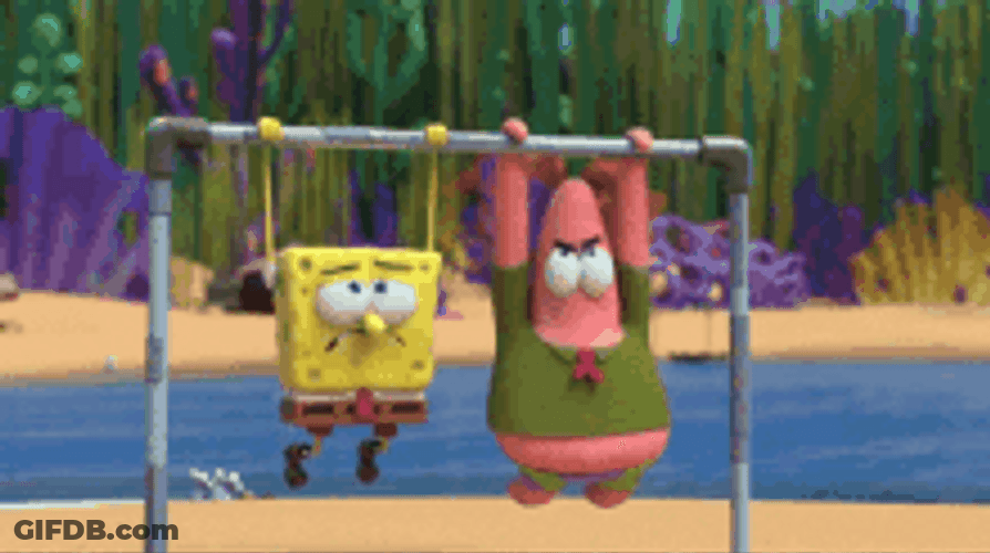 Spongebob Patrick Star Tired Work Out Pull Up GIF