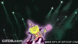 Spongebob Playing Guitar With Wizard Hat GIF