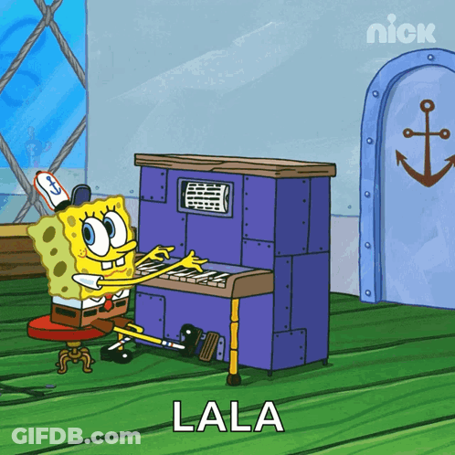 SpongeBob Playing Piano Saying Lala GIF