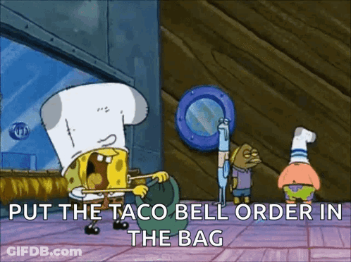 SpongeBob Putting Taco Bell Order In Bag GIF