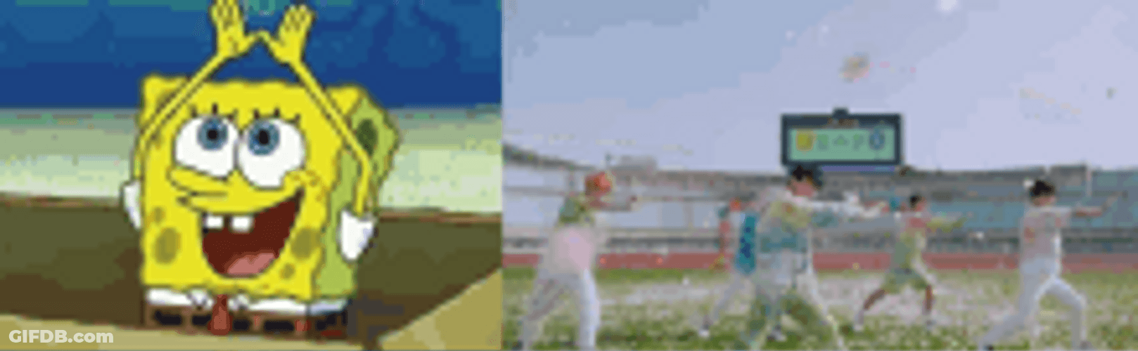 Spongebob Rainbow Hands Dance Party GIF