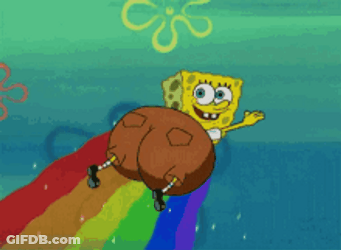 Spongebob Rainbow Squarepants Fly Sparkle GIF