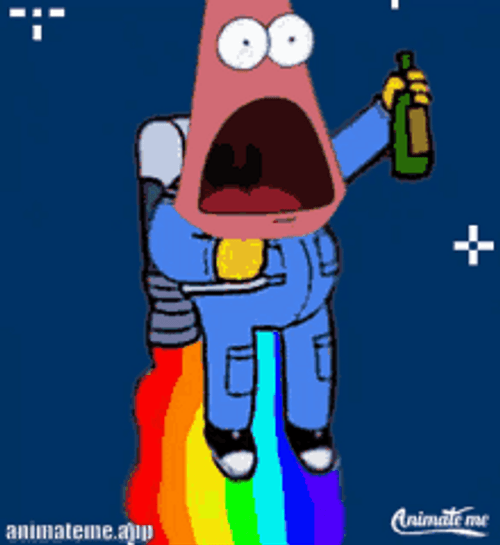 Spongebob Rainbow Take Off Wine Patrick Star GIF