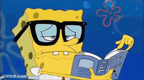Spongebob Reading A Book Called Field Guide GIF