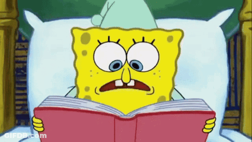 SpongeBob Reading Book In Bed GIF