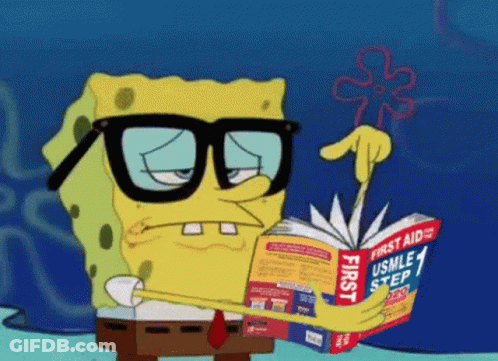 Spongebob Reading First Aid USMLE Step 1 GIF