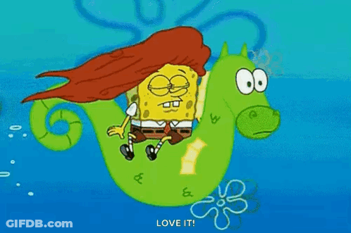 SpongeBob Riding Green Seahorse GIF