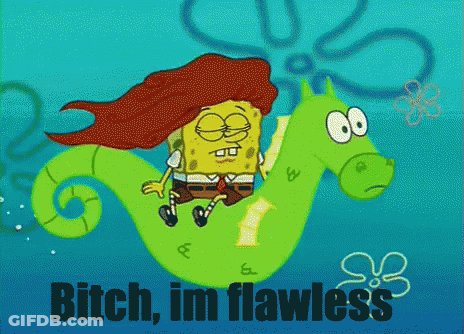 SpongeBob Riding Green Seahorse Bitch Im Flawless GIF