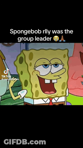 Spongebob Rlly Was The Group Leader In A Spongebob Squarepants Video . GIF