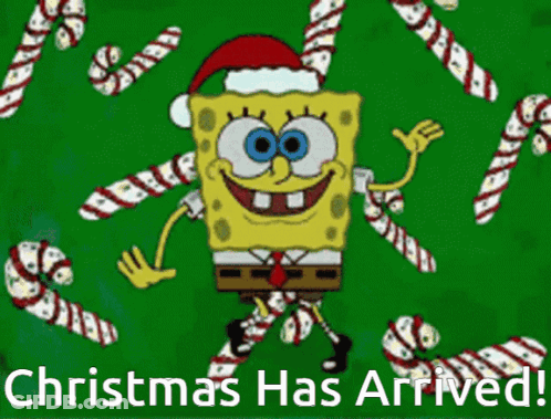 Spongebob Santa Hat Christmas Has Arrived GIF