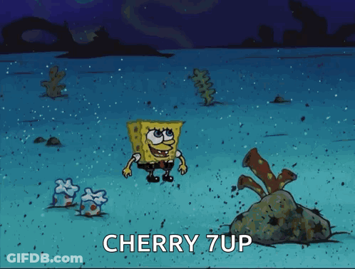 SpongeBob Saying Cherry 7Up In Ocean GIF