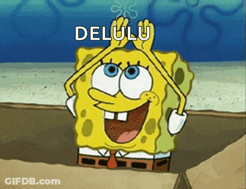 Spongebob Saying Delulu With Hands GIF
