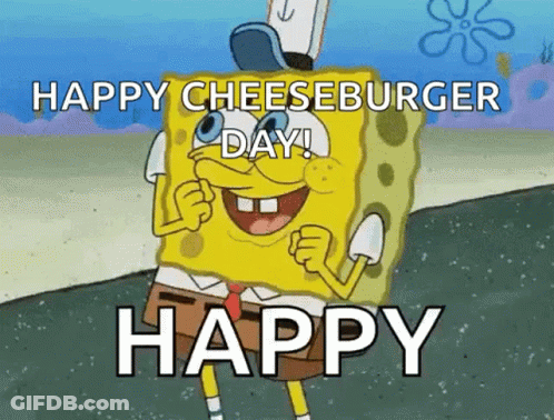 SpongeBob Saying Happy Cheeseburger Day GIF