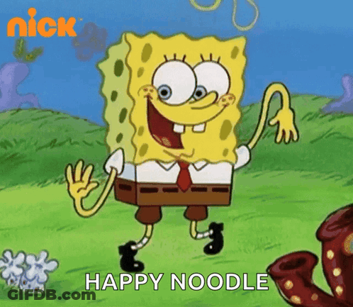 SpongeBob Saying Happy Noodle In Field GIF