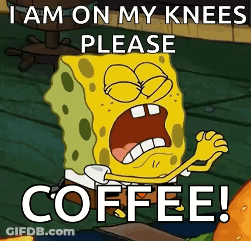 SpongeBob Saying I Am On My Knees Please Coffee GIF
