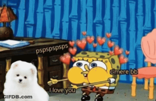 SpongeBob Saying I Love You Next To Dog GIF