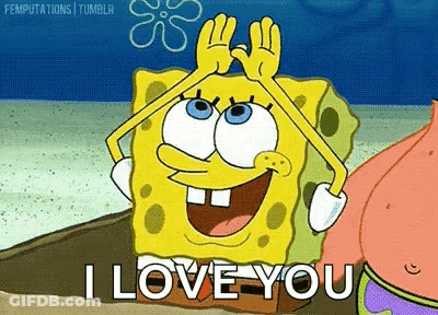 SpongeBob Saying I Love You Next To Patrick GIF