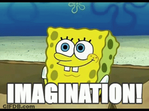 SpongeBob Saying Imagination On Beach GIF