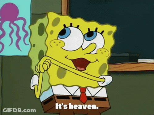 Spongebob Saying It's Heaven At Blackboard GIF