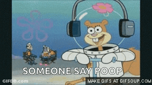SpongeBob Saying Someone Say Poop While Wearing Headphones GIF