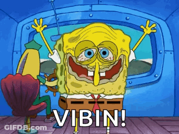 SpongeBob Saying Vibin In Front Of Window GIF