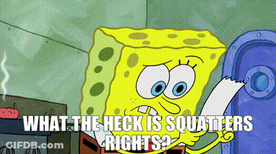 SpongeBob Saying What The Heck Is Squatters Rights GIF