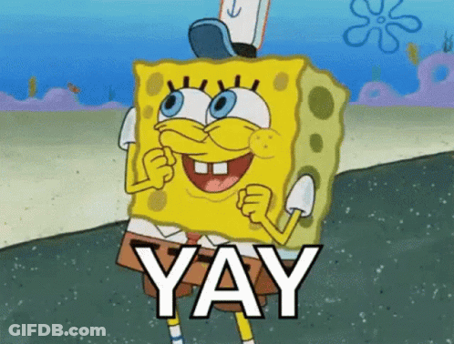 SpongeBob Saying Yay With Sponge Flower GIF