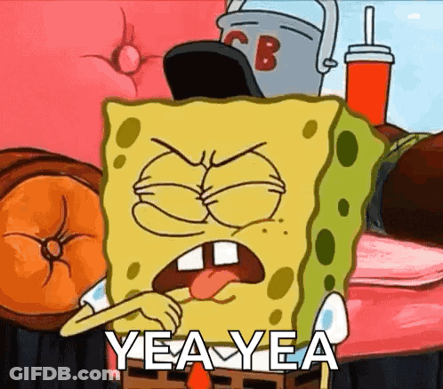 Spongebob Saying Yea Yea In Front Of Couch GIF