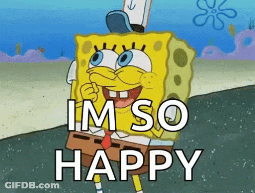 Spongebob Says I 'M So Happy In A Cartoon GIF