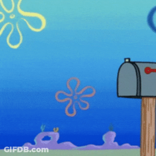 SpongeBob Scene With Mailbox And Flower GIF