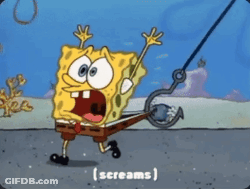 SpongeBob Screaming With Hook GIF