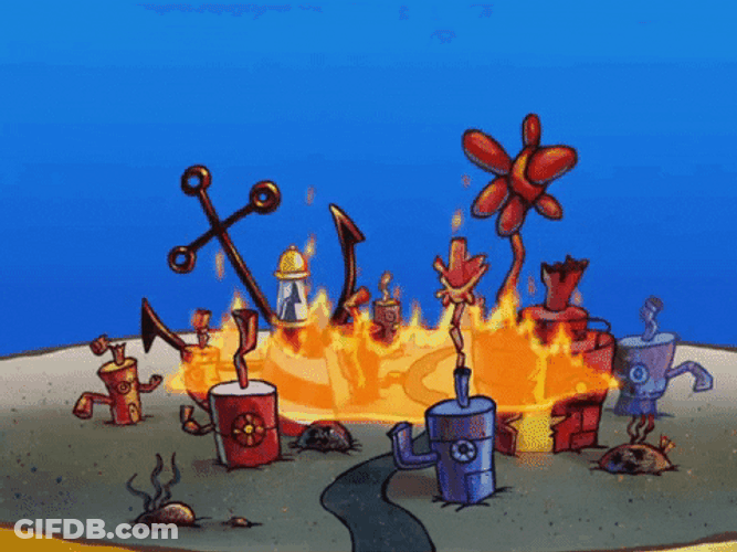 Spongebob Set The Town On Fire GIF