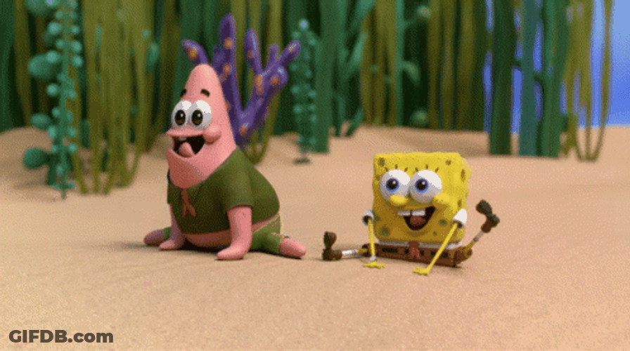 Spongebob Singing Happily In The Sand GIF