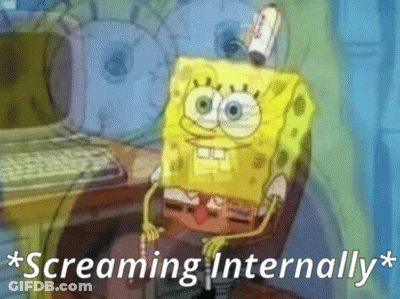SpongeBob Sitting At Computer Screaming GIF