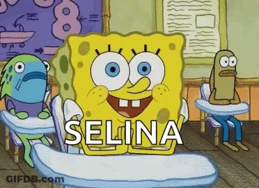 SpongeBob Sitting At Desk With Selina GIF