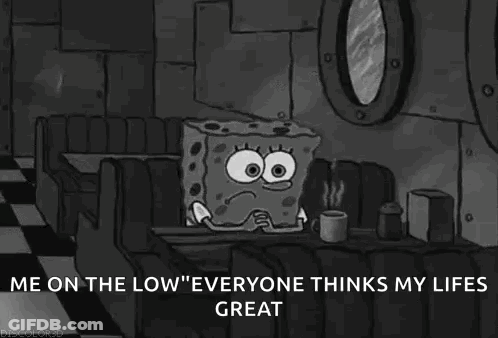 SpongeBob Sitting At Diner Table With Coffee GIF
