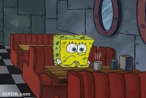 SpongeBob Sitting At Diner With Coffee GIF