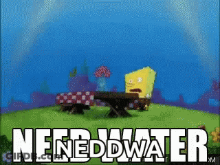 SpongeBob Sitting At Picnic Table Need Water GIF