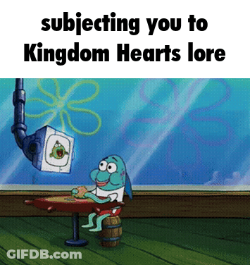 SpongeBob Sitting At Table Subjecting You To Kingdom Hearts Lore GIF