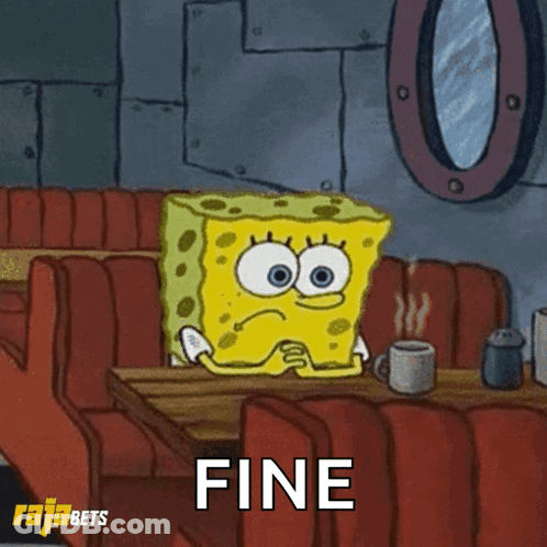 SpongeBob Sitting At Table With Fine GIF