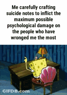 SpongeBob Sitting At Table With Lamp GIF