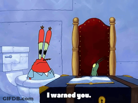 SpongeBob Sitting In Chair Saying I Warned You GIF