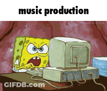 SpongeBob Sitting In Front Of Computer GIF