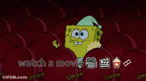SpongeBob Sitting In Theater Eating Popcorn GIF