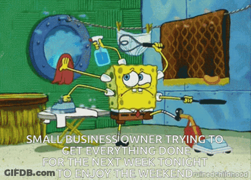 Spongebob Small Business Owner Trying Get Everything Done GIF