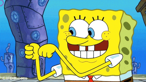SpongeBob Smiling And Flexing Arm GIF