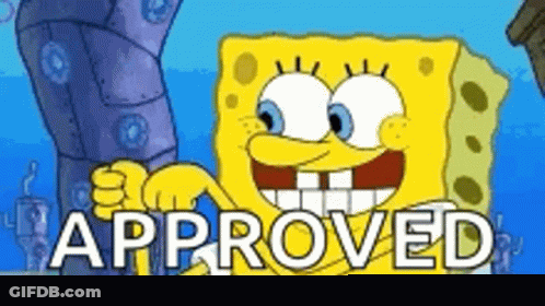 Spongebob Smiling Holding Approved Sign GIF