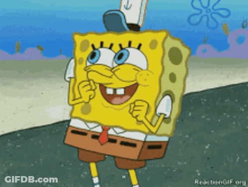 Spongebob Smiling In Hat And Tie GIF